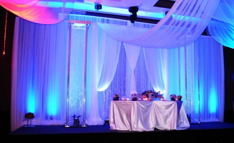 Blue Backdrop with Crystal Columns